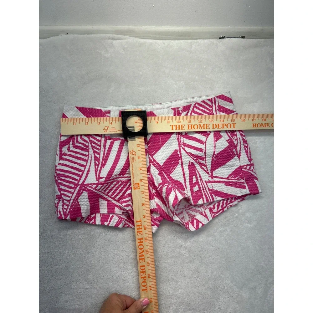 Lilly Pulitzer‎ Walsh Shorts Womens 0 Pink White Seersucker Low Rise Shorty